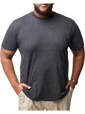 Men's Charcoal Grey Crew Neck Short Sleeve Fitted Style Soft Poly Blend T Shirts